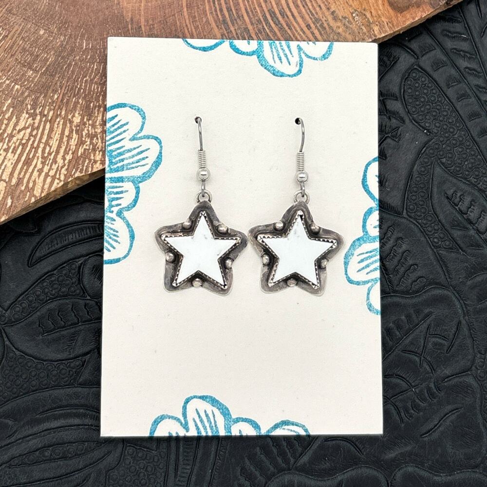 BUFFALO DANCER Taos Pueblo Sterling Silver & Wild Horse Star Dangle Earrings